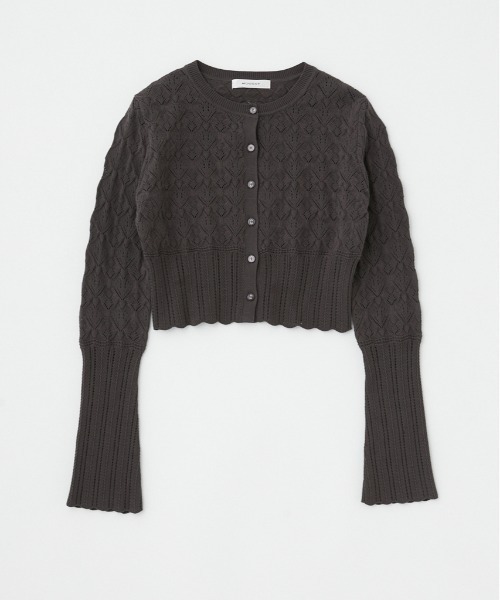 MOUSSY(マウジー)の「CROCHET KNIT CROPPED カーディガン(カーディガン/ボレロ・レディース・ライトグリーン/ダークブラウン/アイボリー・FREE)」の3枚目の写真