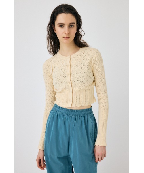 MOUSSY(マウジー)の「CROCHET KNIT CROPPED カーディガン(カーディガン/ボレロ・レディース・ライトグリーン/ダークブラウン/アイボリー・FREE)」の9枚目の写真