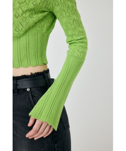 MOUSSY クロシェニット カーディガン AZUL BY MOUSSY | クロシェニットボレロ (カーディガン ) |SHEL'TTER