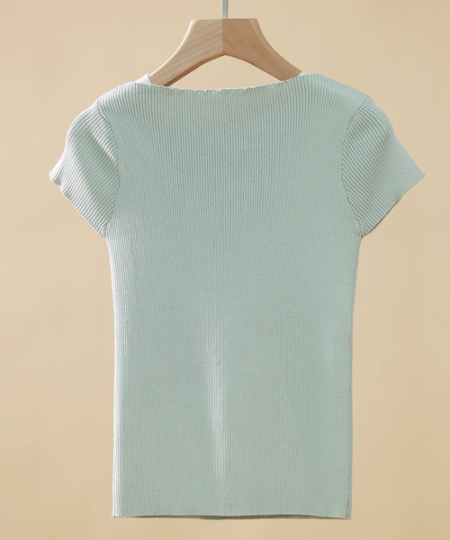 SAISON DE PAPILLON（セゾンドパピヨン）の「【サマーニット】レギュラーネックリブニット（ニット/セーター・レディース・アイボリー/ミント/ベージュ/ブラック/ピンク/ラベンダー/グレー/ブルー・M/S）」の15枚目の写真