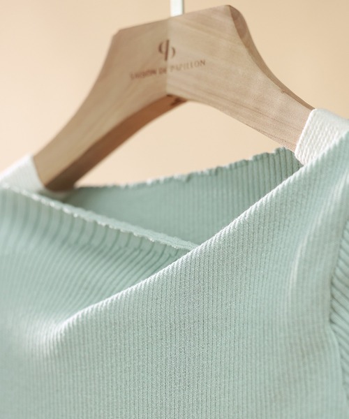 SAISON DE PAPILLON（セゾンドパピヨン）の「【サマーニット】レギュラーネックリブニット（ニット/セーター・レディース・アイボリー/ミント/ベージュ/ブラック/ピンク/ラベンダー/グレー/ブルー・M/S）」の9枚目の写真
