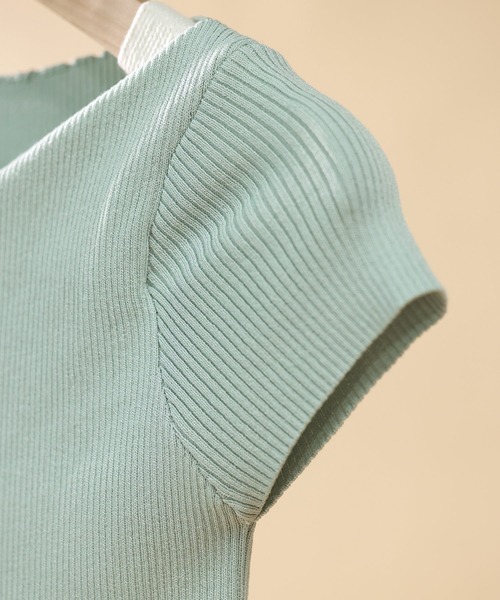 SAISON DE PAPILLON（セゾンドパピヨン）の「【サマーニット】レギュラーネックリブニット（ニット/セーター・レディース・アイボリー/ミント/ベージュ/ブラック/ピンク/ラベンダー/グレー/ブルー・M/S）」の10枚目の写真