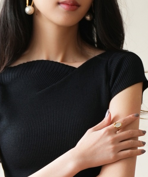 SAISON DE PAPILLON（セゾンドパピヨン）の「【サマーニット】レギュラーネックリブニット（ニット/セーター・レディース・アイボリー/ミント/ベージュ/ブラック/ピンク/ラベンダー/グレー/ブルー・M/S）」の17枚目の写真