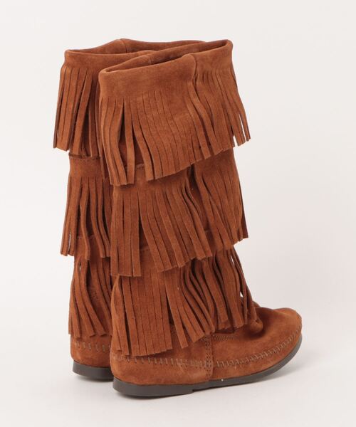 Minnetonka（ミネトンカ）の「/ミネトンカ MINNETONKA/CALF HI 3-LAYER FRINGE BOOTS（ブーツ・レディース・ブラウン/グレー・US5）」の4枚目の写真