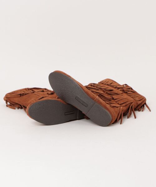 Minnetonka（ミネトンカ）の「/ミネトンカ MINNETONKA/CALF HI 3-LAYER FRINGE BOOTS（ブーツ・レディース・ブラウン/グレー・US5）」の3枚目の写真