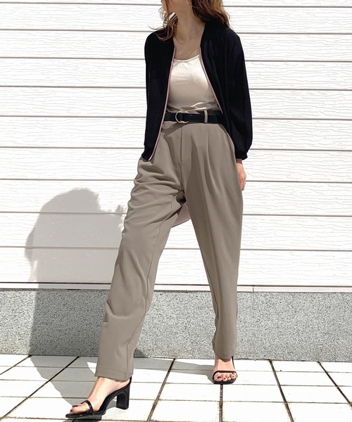 Q（キュー）の「ストレッチテーパードパンツ（その他パンツ・レディース・ネイビー/ブラウン・MEDIUM）」の12枚目の写真