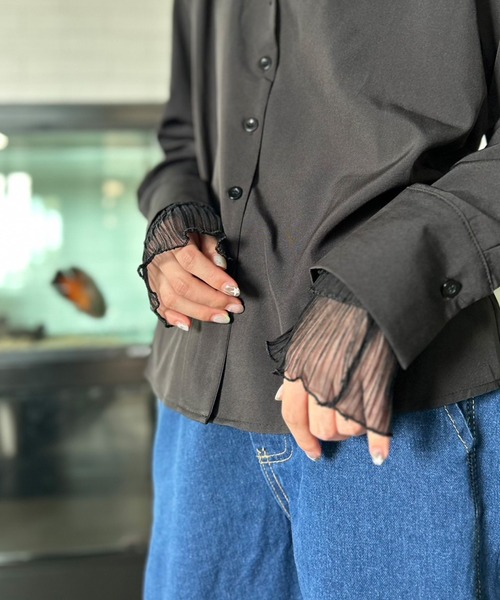 プリーツ フリル シースルーアームカバー（アームカバー）｜Kotoe