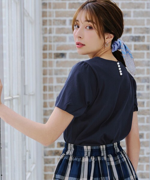 Tiaclasse（ティアクラッセ）の「「あまラク」タックパフスリーブカットソートップス（Tシャツ/カットソー・レディース・ネイビー/ピンク系その他/ブルー/グレー系その他・M/L）」の3枚目の写真