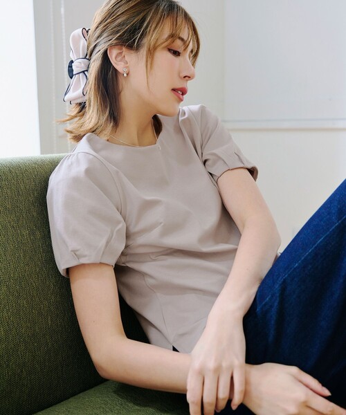 Tiaclasse（ティアクラッセ）の「「あまラク」タックパフスリーブカットソートップス（Tシャツ/カットソー・レディース・ネイビー/ピンク系その他/ブルー/グレー系その他・M/L）」の5枚目の写真