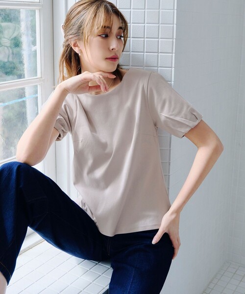 Tiaclasse（ティアクラッセ）の「「あまラク」タックパフスリーブカットソートップス（Tシャツ/カットソー・レディース・ネイビー/ピンク系その他/ブルー/グレー系その他・M/L）」の8枚目の写真