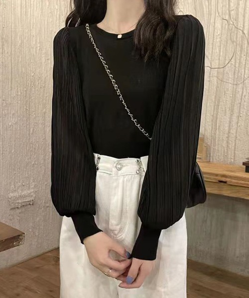 Miniministore(ミニミニストア)の「ニットブラウス 異素材 韓国風トップス(シャツ/ブラウス・レディース・ブラック/ホワイト・FREE)」の17枚目の写真