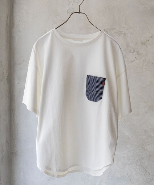 EDWIN(エドウィン)の「C17 DENIMPOCKET ROUND TEE cotton100(Tシャツ/カットソー・レディース・ホワイト/ベージュ/ブラック/ホワイト系その他・L/M)」の3枚目の写真