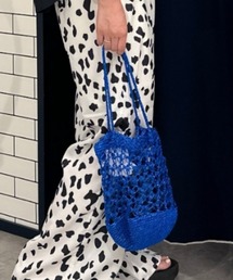 メタリック編み込みバッグ