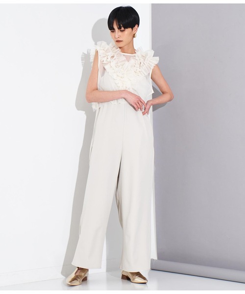 Settimissimo（セッティミッシモ）の「チュールジレ オールインワン セットアップ（つなぎ/オールインワン・レディース・ブラック/ベージュ・FREE）」の2枚目の写真