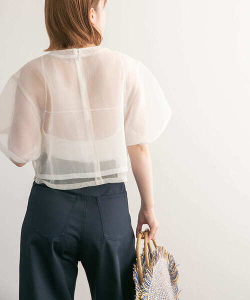 KBF（ケイビーエフ）の「レイヤードシアートップス（Tシャツ/カットソー・レディース・ブルー/オフホワイト/オレンジ・ONE）」の7枚目の写真