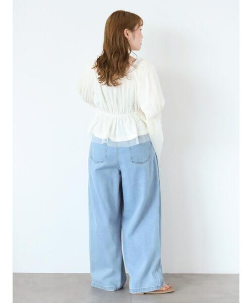 ehka sopo(エヘカソポ)の「ショート丈チュールブラウス(シャツ/ブラウス・レディース・オフホワイト/ブラック/サックスブルー・F)」の22枚目の写真