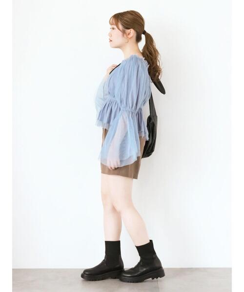 ehka sopo(エヘカソポ)の「ショート丈チュールブラウス(シャツ/ブラウス・レディース・オフホワイト/ブラック/サックスブルー・F)」の18枚目の写真