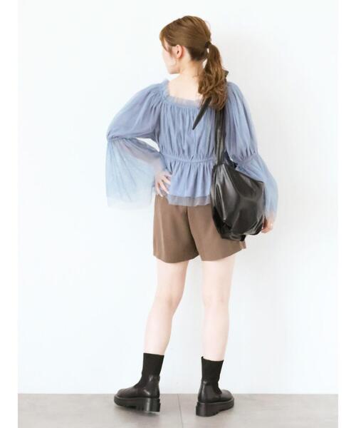 ehka sopo(エヘカソポ)の「ショート丈チュールブラウス(シャツ/ブラウス・レディース・オフホワイト/ブラック/サックスブルー・F)」の19枚目の写真