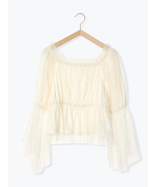 ehka sopo(エヘカソポ)の「ショート丈チュールブラウス(シャツ/ブラウス・レディース・オフホワイト/ブラック/サックスブルー・F)」の20枚目の写真