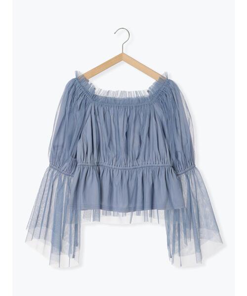 ehka sopo(エヘカソポ)の「ショート丈チュールブラウス(シャツ/ブラウス・レディース・オフホワイト/ブラック/サックスブルー・F)」の10枚目の写真