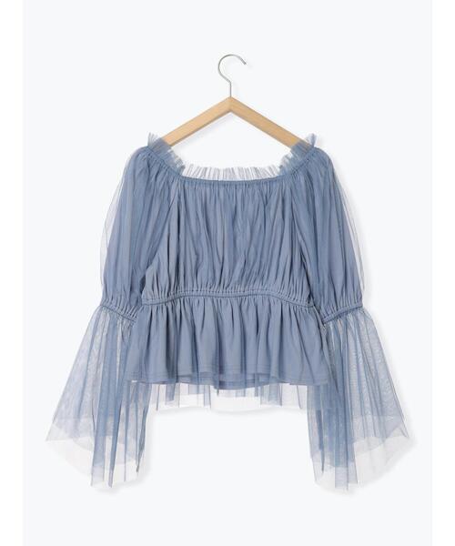 ehka sopo(エヘカソポ)の「ショート丈チュールブラウス(シャツ/ブラウス・レディース・オフホワイト/ブラック/サックスブルー・F)」の11枚目の写真