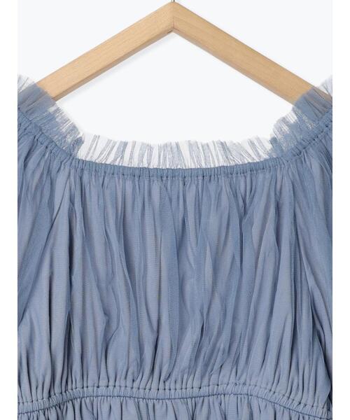 ehka sopo(エヘカソポ)の「ショート丈チュールブラウス(シャツ/ブラウス・レディース・オフホワイト/ブラック/サックスブルー・F)」の7枚目の写真