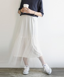 チュールシアーギャザーフレアスカート