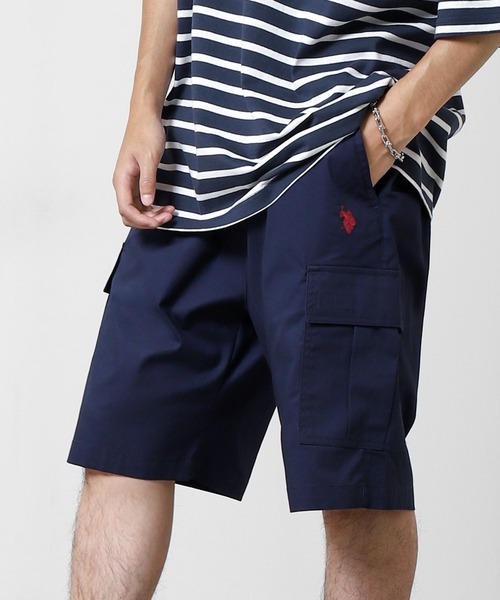 U.S. POLO ASSN.（ユーエスポロアッスン）の「【U.S. POLO ASSN.】ダブルホースマンロゴ刺繍 ツイルカーゴショーツ / ショートパンツ（カーゴパンツ・メンズ・ネイビー/ベージュ/インディゴブルー/ブラック・X-LARGE/LARGE/MEDIUM）」の3枚目の写真