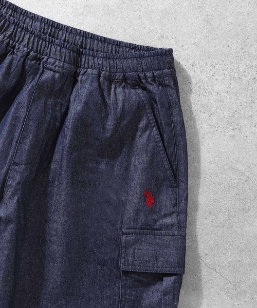 U.S. POLO ASSN.（ユーエスポロアッスン）の「【U.S. POLO ASSN.】ダブルホースマンロゴ刺繍 ツイルカーゴショーツ / ショートパンツ（カーゴパンツ・メンズ・ネイビー/ベージュ/インディゴブルー/ブラック・X-LARGE/LARGE/MEDIUM）」の6枚目の写真
