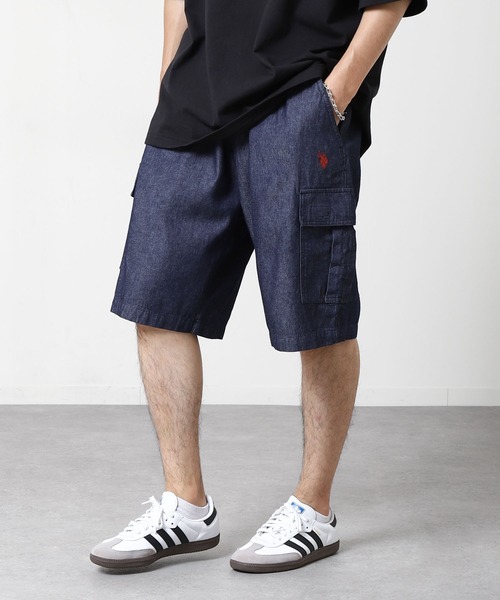 U.S. POLO ASSN.（ユーエスポロアッスン）の「【U.S. POLO ASSN.】ダブルホースマンロゴ刺繍 ツイルカーゴショーツ / ショートパンツ（カーゴパンツ・メンズ・ネイビー/ベージュ/インディゴブルー/ブラック・X-LARGE/LARGE/MEDIUM）」の22枚目の写真
