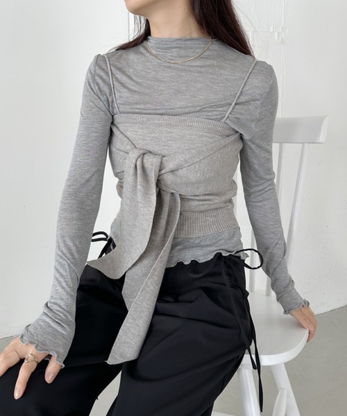 OPEN AESTHETIC ✧˖° ビスチェ付きシアートップス 2点セット OPEN AESTHETIC ✧˖° ビスチェ付きシアートップス 2点セット