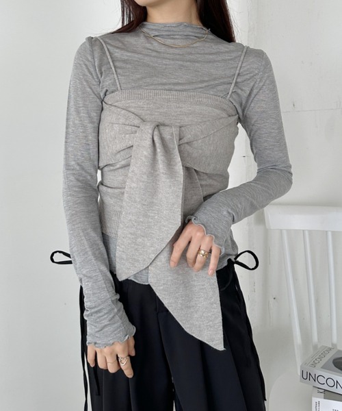 セール】ニットビスチェセットシアートップス（Tシャツ