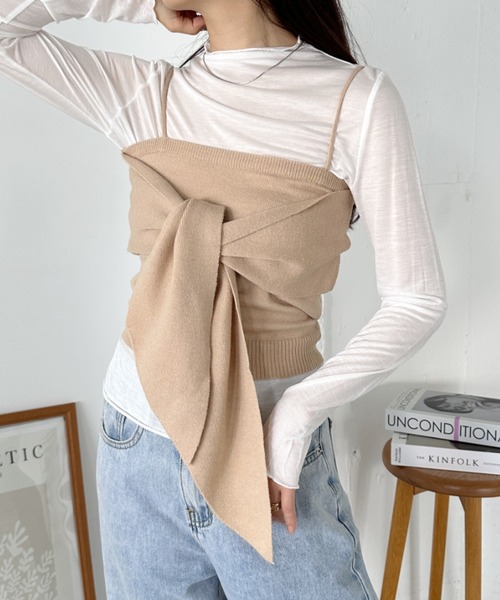 knit set シアークロシェニットビスチェセット セール】 【美人百花6月号掲載】シアービスチェニット セットアップ