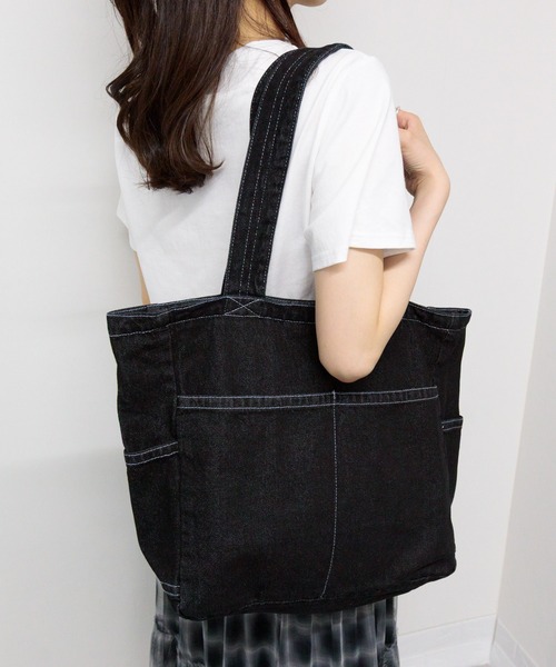 pumpkin port(パンプキンポート)の「デニムデカトートBAG(トートバッグ・レディース・ネイビー/サックスブルー/ブラック/ブルー・FREE)」の19枚目の写真