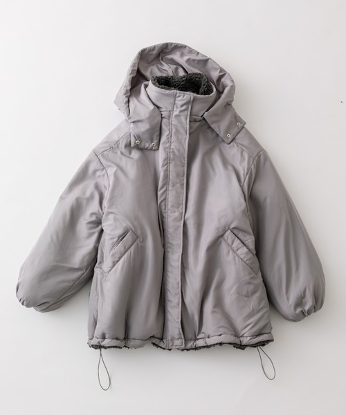 OLIVE des OLIVE（オリーブデオリーブ）の「リバーシブルブルゾン（ダウンジャケット/コート・レディース・オフホワイト/グレー/ブラック・FREE）」の4枚目の写真