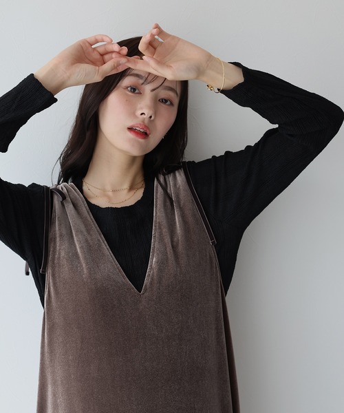 BLUEEAST（ブルーイースト）の「ベロアジャンパースカート（ジャンパースカート・レディース・ブラウン/ブラック/モカ・MEDIUM）」の5枚目の写真