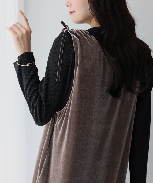 BLUEEAST（ブルーイースト）の「ベロアジャンパースカート（ジャンパースカート・レディース・ブラウン/ブラック/モカ・MEDIUM）」の6枚目の写真