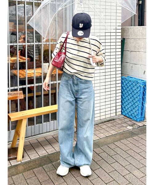 Ungrid（アングリッド）の「ワイドデザインポロシャツ（ポロシャツ・レディース・ベージュ/アイボリー/グリーン・FREE）」の6枚目の写真