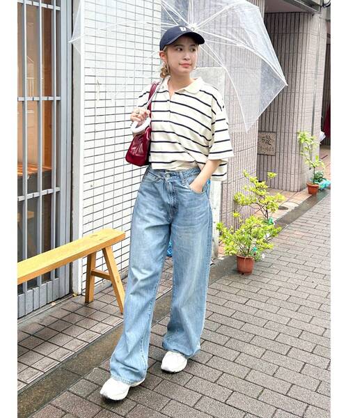 Ungrid（アングリッド）の「ワイドデザインポロシャツ（ポロシャツ・レディース・ベージュ/アイボリー/グリーン・FREE）」の7枚目の写真