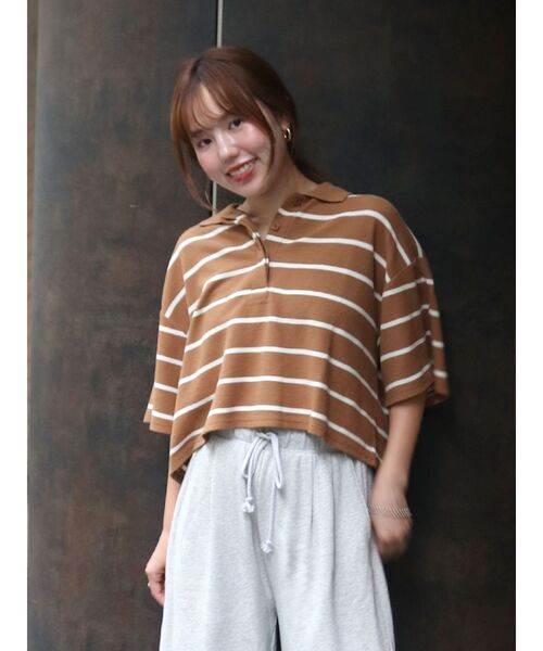 Ungrid（アングリッド）の「ワイドデザインポロシャツ（ポロシャツ・レディース・ベージュ/アイボリー/グリーン・FREE）」の9枚目の写真