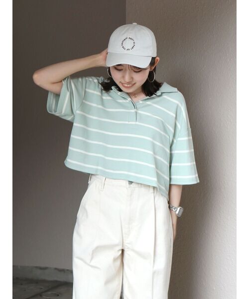 Ungrid（アングリッド）の「ワイドデザインポロシャツ（ポロシャツ・レディース・ベージュ/アイボリー/グリーン・FREE）」の15枚目の写真