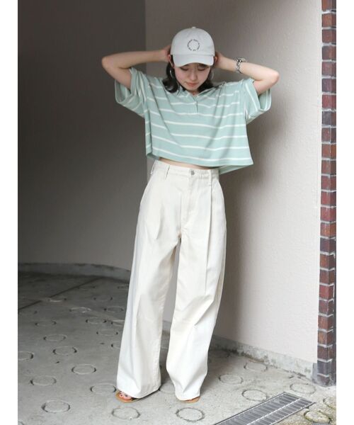 Ungrid（アングリッド）の「ワイドデザインポロシャツ（ポロシャツ・レディース・ベージュ/アイボリー/グリーン・FREE）」の19枚目の写真