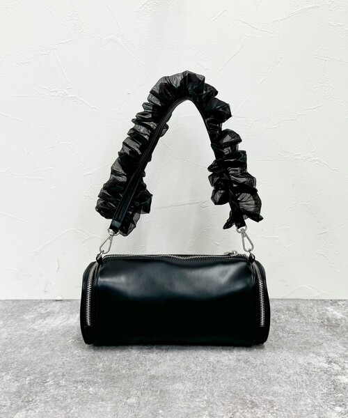 セール】フリルハンドル横長ボックスショルダーバック（ショルダー