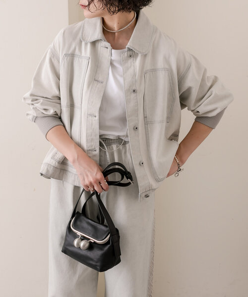 ear PAPILLONNER(イアパピヨネ)の「《綿100%》デニムブルゾン【SUM1 STYLE(スミ スタイル)】(ブルゾン・レディース・ライトグレー・FREE)」の9枚目の写真