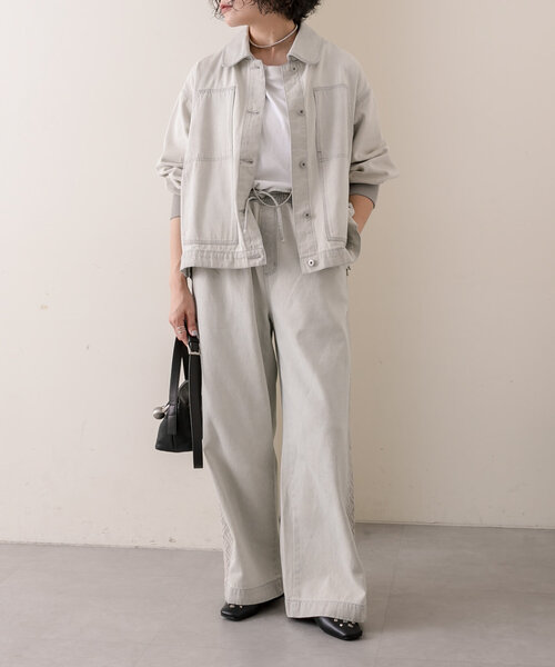 ear PAPILLONNER(イアパピヨネ)の「《綿100%》デニムブルゾン【SUM1 STYLE(スミ スタイル)】(ブルゾン・レディース・ライトグレー・FREE)」の12枚目の写真