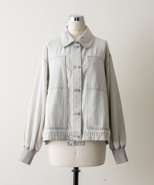 ear PAPILLONNER(イアパピヨネ)の「《綿100%》デニムブルゾン【SUM1 STYLE(スミ スタイル)】(ブルゾン・レディース・ライトグレー・FREE)」の16枚目の写真