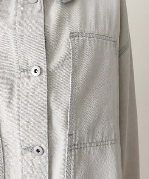 ear PAPILLONNER(イアパピヨネ)の「《綿100%》デニムブルゾン【SUM1 STYLE(スミ スタイル)】(ブルゾン・レディース・ライトグレー・FREE)」の21枚目の写真