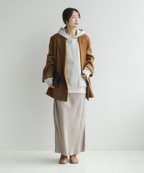 Noble(ノーブル)の「《一部店舗・WEB限定》ダンボールフーディープルオーバー(スウェット・レディース・カーキ/アイボリー/チャコールグレー/ライトグレー・FREE)」の13枚目の写真