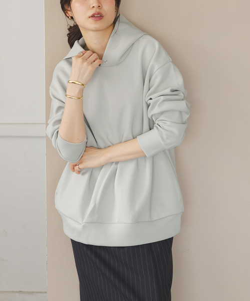 Noble(ノーブル)の「《一部店舗・WEB限定》ダンボールフーディープルオーバー(スウェット・レディース・カーキ/アイボリー/チャコールグレー/ライトグレー・FREE)」の16枚目の写真