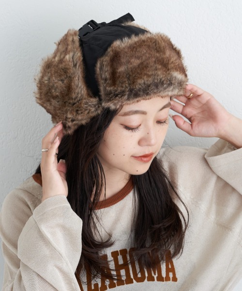 CIAOPANIC TYPY(チャオパニックティピー)の「【プチプラ】ミリタリーフライトハット(ハット・レディース・ブラック/カーキ/ブラウン・ONE SIZE)」の2枚目の写真